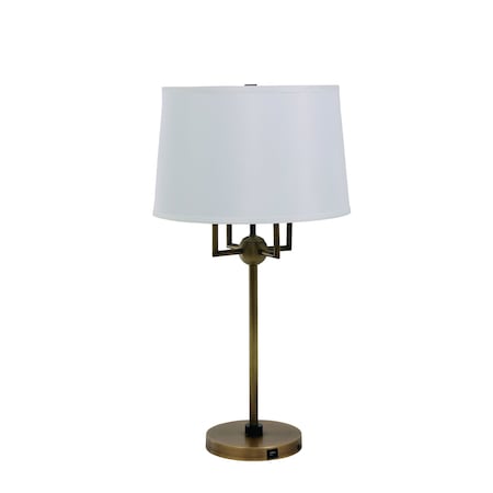 House Of Troy Alpine 4 light cluster antique brassblack table lamp with white silk softback shade A750-AB/BLK